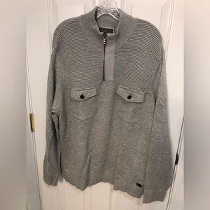 INC Men’s mock neck sweater. Quarter zip, heather grey .Sz XL.  Exc Condition